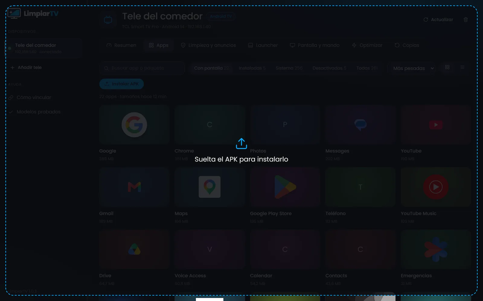 Instalar una app arrastrando su APK a la ventana